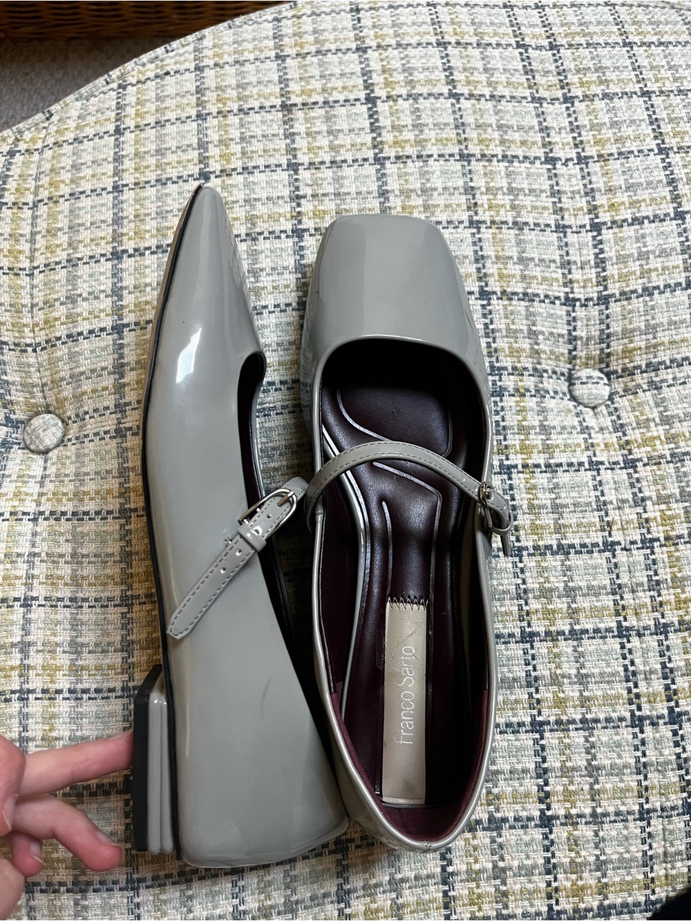 Tinsley Franco Sarto Taupe Patent Mary Jane Flats Sz 8